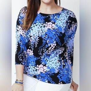 Vintage TALBOTS Womens Lightweight Floral Wisteria Pullover Sweater Large